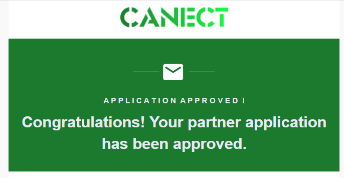Approval email confirming your partner application has been approved