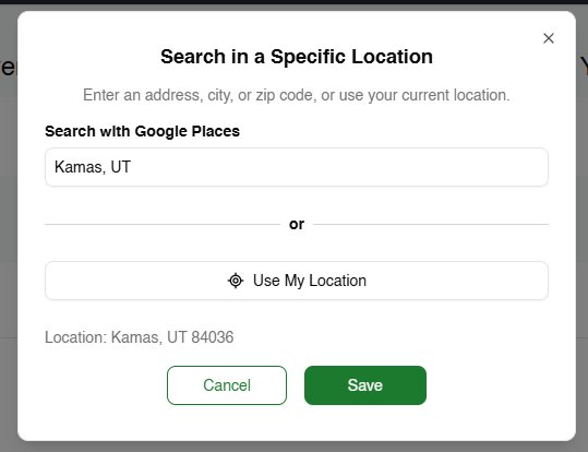 Location search dialog
