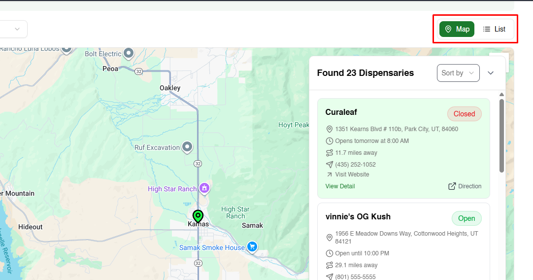 toggle between map and list